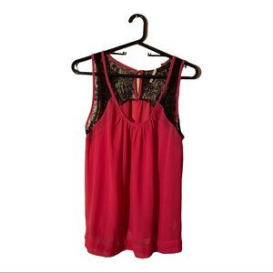 Kirra sz XL hot pink and black lace top